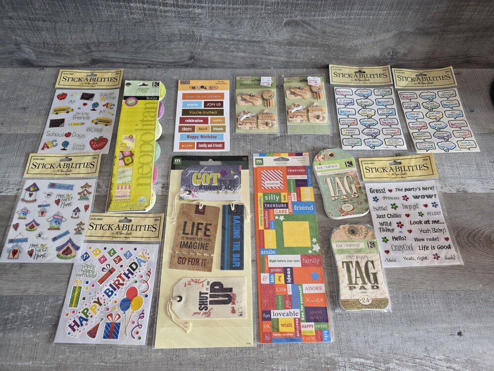 Stickabilities Paper Studio Stickers Captions with Sayings 14 Pcs Misc Lot b101
